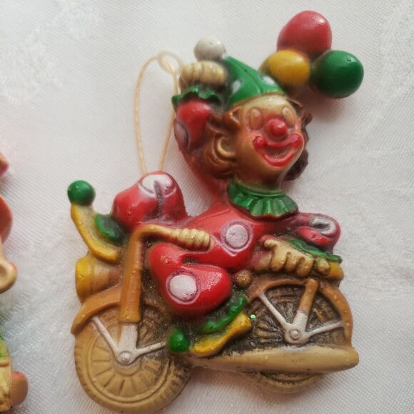 Vintage Christmas Tree Ornaments Blow Mold Humpty Dumpty Clown Made in Hong Kong - Picture 4 of 11